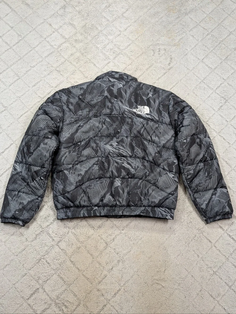 The North Face Jacket Mens M Black Gray 3D Mountain Print 2000 Puffer Summit